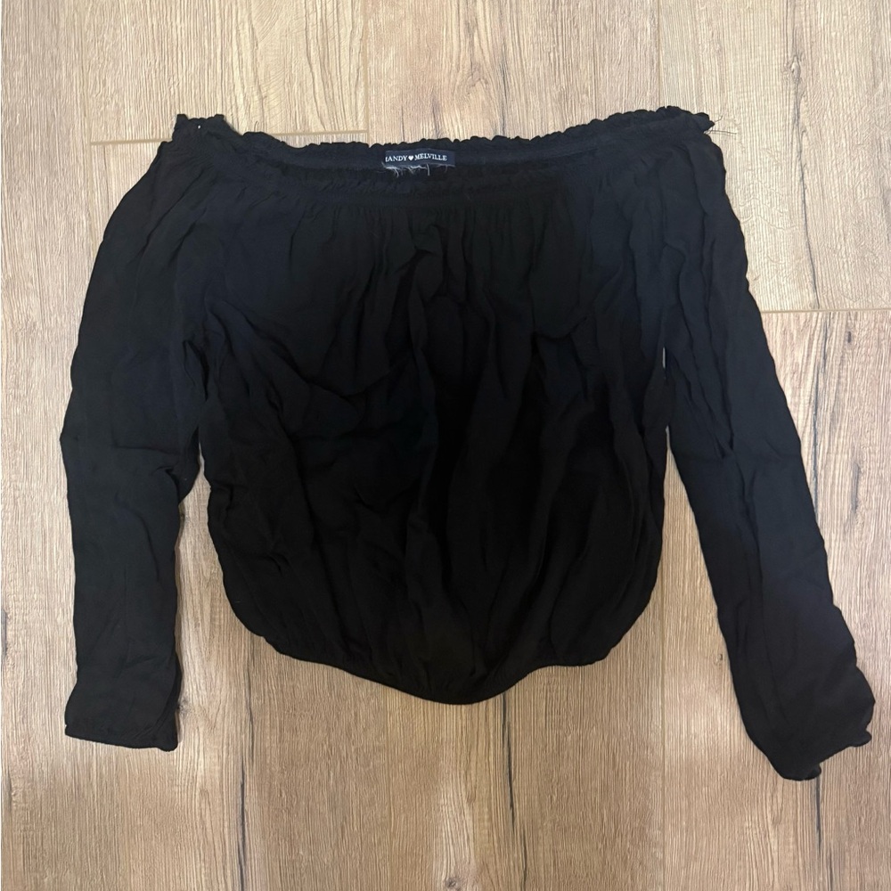 Brandy Melville Black Off-Shoulder Top